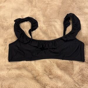 J. Crew Black Ruffle Bikini Top